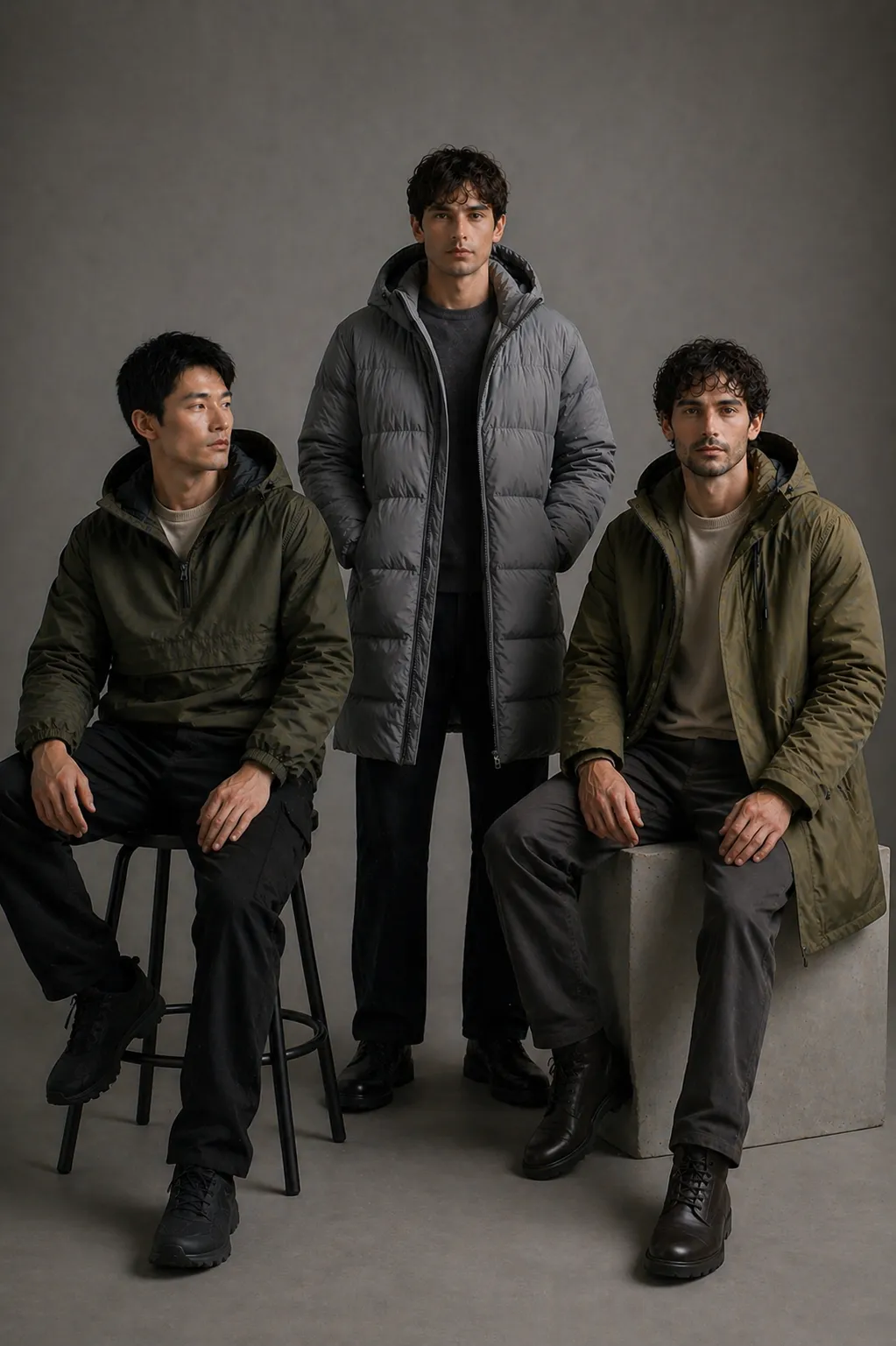Men technical outerwear and padded jacket manufacturing