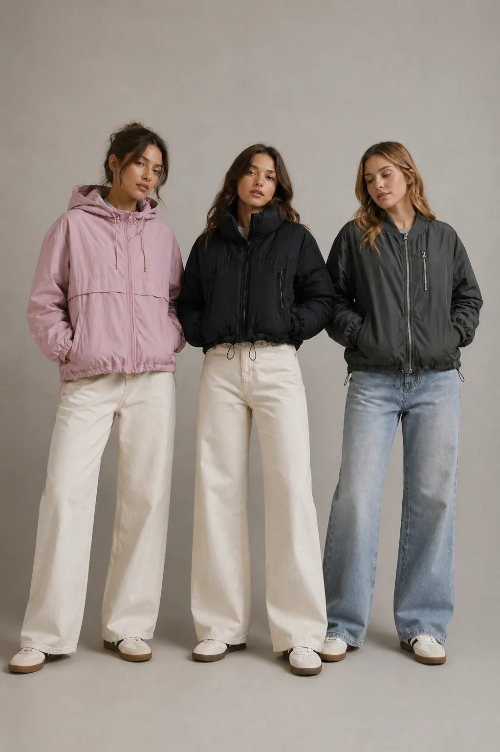 Women padded jackets and technical outerwear manufacturing collection